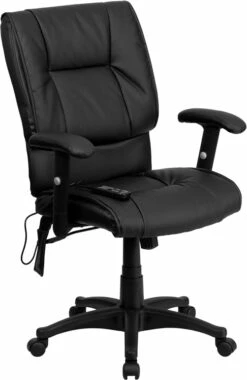 Mid-Back Massaging Black Leather Executive Swivel Chair With Adjustable Arms - By Flash Furniture - Madison Seating