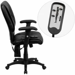 Mid-Back Massaging Black Leather Executive Swivel Chair With Adjustable Arms - By Flash Furniture - Madison Seating -furniture Shop Mid Back Massaging Black Leather Executive Swivel Chair with Adjustable Arms by Flash Furniture 4