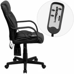 Mid-Back Massaging Black Leather Executive Swivel Chair With Arms - By Flash Furniture - Madison Seating -furniture Shop Mid Back Massaging Black Leather Executive Swivel Chair with Arms by Flash Furniture 4