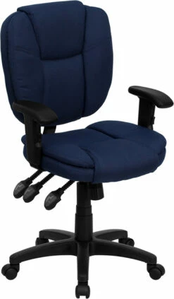 Mid-Back Navy Blue Fabric Multifunction Ergonomic Swivel Task Chair With Adjustable Arms - By Flash Furniture - Madison Seating