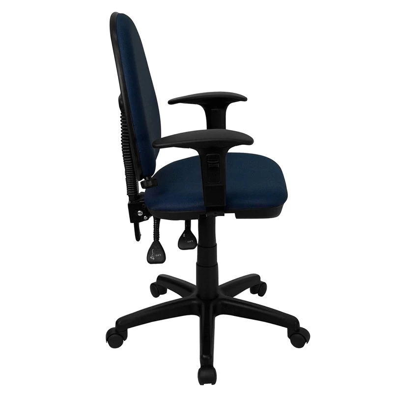 Mid-Back Navy Blue Fabric Multifunction Swivel Task Chair With Adjustable Lumbar Support And Adjustable Arms - By Flash Furniture - Madison Seating 4 Mid-Back Navy Blue Fabric Multifunction Swivel Task Chair With Adjustable Lumbar Support And Adjustable Arms - By Flash Furniture - Madison Seating - Image 2