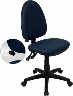 Mid-Back Navy Blue Fabric Multifunction Swivel Task Chair With Adjustable Lumbar Support - By Flash Furniture - Madison Seating
