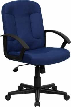 Mid-Back Navy Fabric Executive Swivel Chair With Nylon Arms - By Flash Furniture - Madison Seating