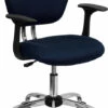 Mid-Back Navy Mesh Swivel Task Chair With Chrome Base And Arms - By Flash Furniture - Madison Seating -furniture Shop Mid Back Navy Mesh Swivel Task Chair with Chrome Base and Arms by Flash Furniture