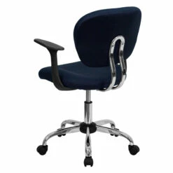 Mid-Back Navy Mesh Swivel Task Chair With Chrome Base And Arms - By Flash Furniture - Madison Seating -furniture Shop Mid Back Navy Mesh Swivel Task Chair with Chrome Base and Arms by Flash Furniture 2