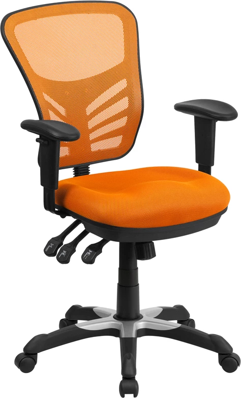 Mid-Back Orange Mesh Multifunction Executive Swivel Chair With Adjustable Arms - By Flash Furniture - Madison Seating 3 Mid-Back Orange Mesh Multifunction Executive Swivel Chair With Adjustable Arms - By Flash Furniture - Madison Seating