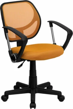 Mid-Back Orange Mesh Swivel Task Chair With Arms - By Flash Furniture - Madison Seating