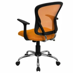 Mid-Back Orange Mesh Swivel Task Chair With Chrome Base And Arms - By Flash Furniture - Madison Seating -furniture Shop Mid Back Orange Mesh Swivel Task Chair with Chrome Base and Arms by Flash Furniture 2 1