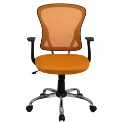 Mid-Back Orange Mesh Swivel Task Chair With Chrome Base And Arms - By Flash Furniture - Madison Seating -furniture Shop Mid Back Orange Mesh Swivel Task Chair with Chrome Base and Arms by Flash Furniture 3 1