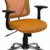 Mid-Back Orange Mesh Swivel Task Chair With Chrome Base And Arms - By Flash Furniture - Madison Seating -furniture Shop Mid Back Orange Mesh Swivel Task Chair with Chrome Base and Arms by Flash Furniture 4