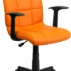 Mid-Back Orange Quilted Vinyl Swivel Task Chair With Arms - By Flash Furniture - Madison Seating -furniture Shop Mid Back Orange Quilted Vinyl Swivel Task Chair with Arms by Flash Furniture