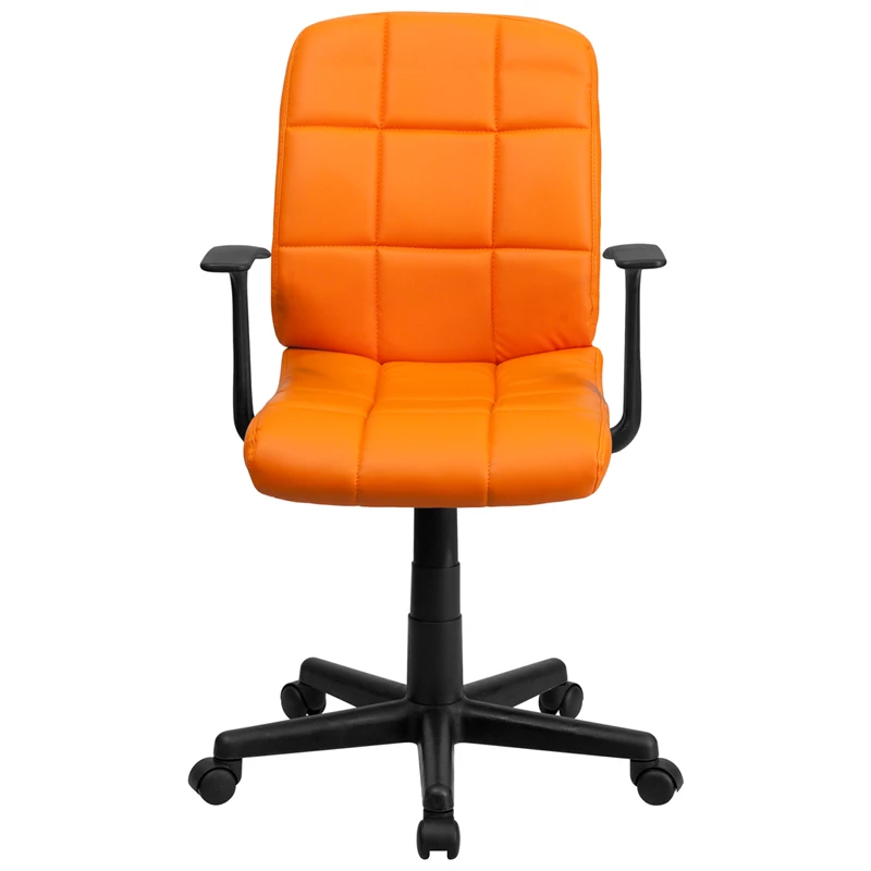 Mid-Back Orange Quilted Vinyl Swivel Task Chair With Arms - By Flash Furniture - Madison Seating 6 Mid-Back Orange Quilted Vinyl Swivel Task Chair With Arms - By Flash Furniture - Madison Seating - Image 4