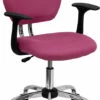 Mid-Back Pink Mesh Swivel Task Chair With Chrome Base And Arms - By Flash Furniture - Madison Seating -furniture Shop Mid Back Pink Mesh Swivel Task Chair with Chrome Base and Arms by Flash Furniture