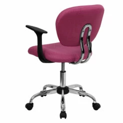 Mid-Back Pink Mesh Swivel Task Chair With Chrome Base And Arms - By Flash Furniture - Madison Seating -furniture Shop Mid Back Pink Mesh Swivel Task Chair with Chrome Base and Arms by Flash Furniture 2