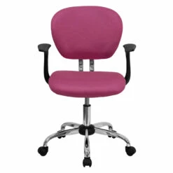 Mid-Back Pink Mesh Swivel Task Chair With Chrome Base And Arms - By Flash Furniture - Madison Seating -furniture Shop Mid Back Pink Mesh Swivel Task Chair with Chrome Base and Arms by Flash Furniture 3