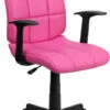 Mid-Back Pink Quilted Vinyl Swivel Task Chair With Arms - By Flash Furniture - Madison Seating 1 Mid-Back Pink Quilted Vinyl Swivel Task Chair With Arms - By Flash Furniture - Madison Seating -furniture Shop Mid Back Pink Quilted Vinyl Swivel Task Chair with Arms by Flash Furniture