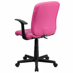 Mid-Back Pink Quilted Vinyl Swivel Task Chair With Arms - By Flash Furniture - Madison Seating -furniture Shop Mid Back Pink Quilted Vinyl Swivel Task Chair with Arms by Flash Furniture 2