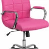 Mid-Back Pink Vinyl Executive Swivel Chair With Chrome Base And Arms - By Flash Furniture - Madison Seating