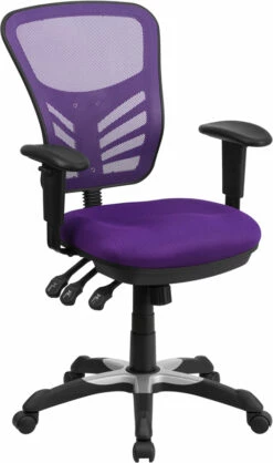 Mid-Back Purple Mesh Multifunction Executive Swivel Chair With Adjustable Arms - By Flash Furniture - Madison Seating
