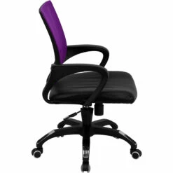 Mid-Back Purple Mesh Swivel Task Chair With Black Leather Seat And Arms - By Flash Furniture - Madison Seating -furniture Shop Mid Back Purple Mesh Swivel Task Chair with Black Leather Seat and Arms by Flash Furniture 2