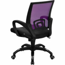 Mid-Back Purple Mesh Swivel Task Chair With Black Leather Seat And Arms - By Flash Furniture - Madison Seating -furniture Shop Mid Back Purple Mesh Swivel Task Chair with Black Leather Seat and Arms by Flash Furniture 4