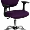 Mid-Back Purple Mesh Swivel Task Chair With Chrome Base And Arms - By Flash Furniture - Madison Seating -furniture Shop Mid Back Purple Mesh Swivel Task Chair with Chrome Base and Arms by Flash Furniture