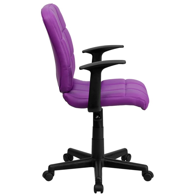 Mid-Back Purple Quilted Vinyl Swivel Task Chair With Arms - By Flash Furniture - Madison Seating 4 Mid-Back Purple Quilted Vinyl Swivel Task Chair With Arms - By Flash Furniture - Madison Seating - Image 2