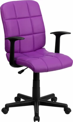 Mid-Back Purple Quilted Vinyl Swivel Task Chair With Arms - By Flash Furniture - Madison Seating