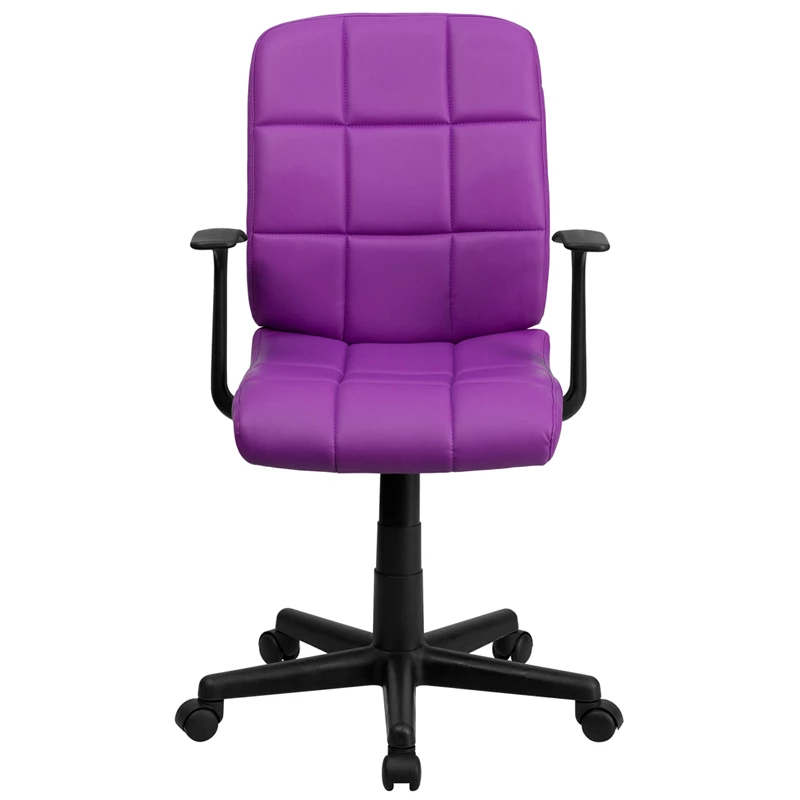 Mid-Back Purple Quilted Vinyl Swivel Task Chair With Arms - By Flash Furniture - Madison Seating 6 Mid-Back Purple Quilted Vinyl Swivel Task Chair With Arms - By Flash Furniture - Madison Seating - Image 4