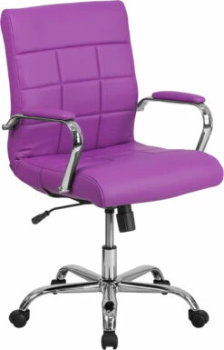 Mid-Back Purple Vinyl Executive Swivel Chair With Chrome Base And Arms - By Flash Furniture - Madison Seating