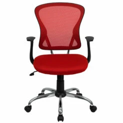 Mid-Back Red Mesh Swivel Task Chair With Chrome Base And Arms - By Flash Furniture - Madison Seating -furniture Shop Mid Back Red Mesh Swivel Task Chair with Chrome Base and Arms by Flash Furniture 3 1