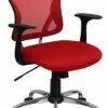 Mid-Back Red Mesh Swivel Task Chair With Chrome Base And Arms - By Flash Furniture - Madison Seating -furniture Shop Mid Back Red Mesh Swivel Task Chair with Chrome Base and Arms by Flash Furniture 4