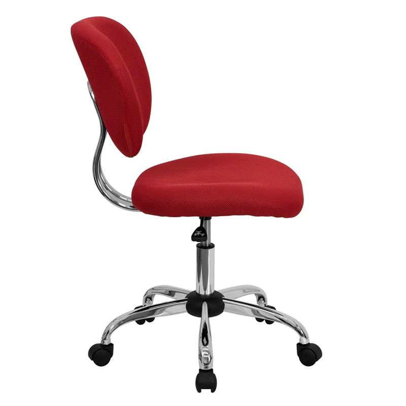 Mid-Back Red Mesh Swivel Task Chair With Chrome Base - By Flash Furniture - Madison Seating 4 Mid-Back Red Mesh Swivel Task Chair With Chrome Base - By Flash Furniture - Madison Seating - Image 2