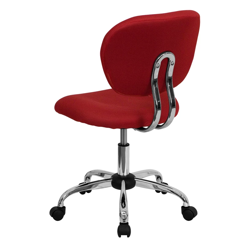 Mid-Back Red Mesh Swivel Task Chair With Chrome Base - By Flash Furniture - Madison Seating 5 Mid-Back Red Mesh Swivel Task Chair With Chrome Base - By Flash Furniture - Madison Seating - Image 3