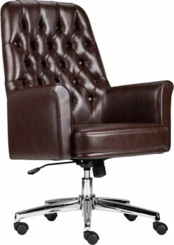 Mid-Back Traditional Tufted Brown Leather Executive Swivel Chair With Arms - By Flash Furniture - Madison Seating