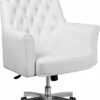 Mid-Back Traditional Tufted White Leather Executive Swivel Chair With Arms - By Flash Furniture - Madison Seating -furniture Shop Mid Back Traditional Tufted White Leather Executive Swivel Chair with Arms by Flash Furniture