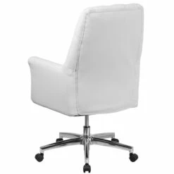 Mid-Back Traditional Tufted White Leather Executive Swivel Chair With Arms - By Flash Furniture - Madison Seating -furniture Shop Mid Back Traditional Tufted White Leather Executive Swivel Chair with Arms by Flash Furniture 2