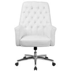 Mid-Back Traditional Tufted White Leather Executive Swivel Chair With Arms - By Flash Furniture - Madison Seating -furniture Shop Mid Back Traditional Tufted White Leather Executive Swivel Chair with Arms by Flash Furniture 3