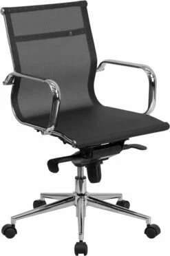 Mid-Back Transparent Black Mesh Executive Swivel Chair With Synchro-Tilt Mechanism And Arms - By Flash Furniture - Madison Seating