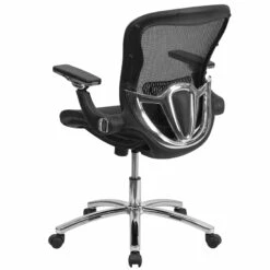 Mid-Back Transparent Black Mesh Executive Swivel Chair With Synchro-Tilt And Height Adjustable Flip-Up Arms - By Flash Furniture - Madison Seating -furniture Shop Mid Back Transparent Black Mesh Executive Swivel Chair with Synchro Tilt and Height Adjustable Flip Up Arms by Flash Furniture 2