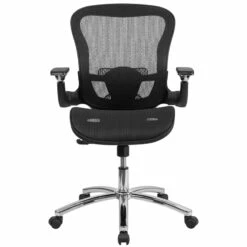 Mid-Back Transparent Black Mesh Executive Swivel Chair With Synchro-Tilt And Height Adjustable Flip-Up Arms - By Flash Furniture - Madison Seating -furniture Shop Mid Back Transparent Black Mesh Executive Swivel Chair with Synchro Tilt and Height Adjustable Flip Up Arms by Flash Furniture 3