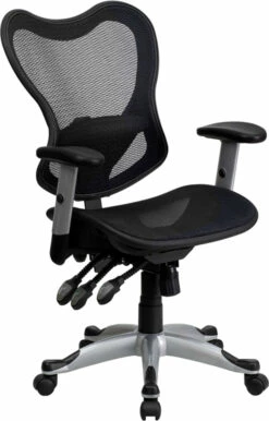 Mid-Back Transparent Black Mesh Multifunction Executive Swivel Chair With Adjustable Arms - By Flash Furniture - Madison Seating