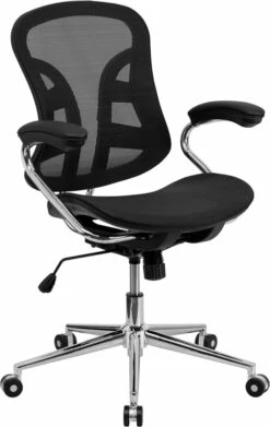Mid-Back Transparent Black Mesh Swivel Task Chair With Chrome Base And Arms - By Flash Furniture - Madison Seating