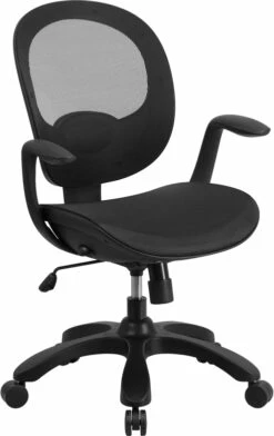 Mid-Back Transparent Black Mesh Swivel Task Chair With Seat Slider, Ratchet Back And Arms - By Flash Furniture - Madison Seating