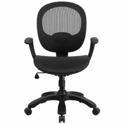 Mid-Back Transparent Black Mesh Swivel Task Chair With Seat Slider, Ratchet Back And Arms - By Flash Furniture - Madison Seating -furniture Shop Mid Back Transparent Black Mesh Swivel Task Chair with Seat Slider Ratchet Back and Arms by Flash Furniture 3