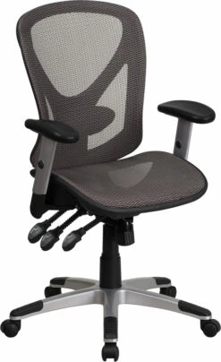 Mid-Back Transparent Gray Mesh Multifunction Executive Swivel Chair With Adjustable Arms - By Flash Furniture - Madison Seating