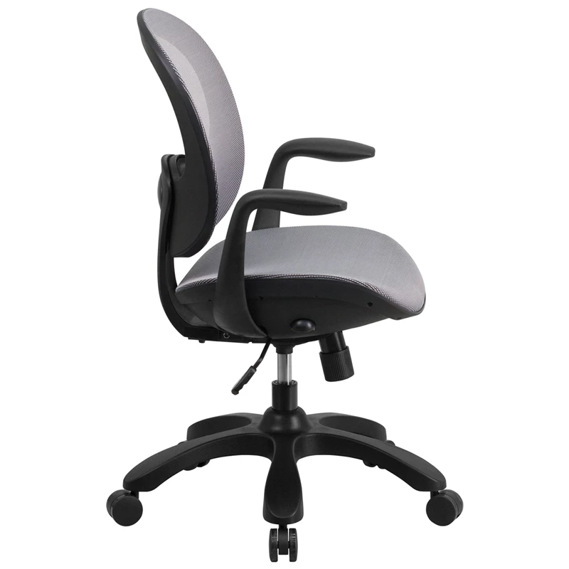 Mid-Back Transparent Gray Mesh Swivel Task Chair With Seat Slider, Ratchet Back And Arms - By Flash Furniture - Madison Seating 4 Mid-Back Transparent Gray Mesh Swivel Task Chair With Seat Slider, Ratchet Back And Arms - By Flash Furniture - Madison Seating - Image 2