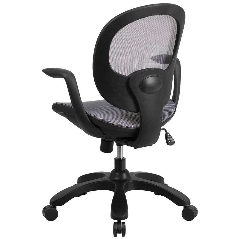 Mid-Back Transparent Gray Mesh Swivel Task Chair With Seat Slider, Ratchet Back And Arms - By Flash Furniture - Madison Seating 5 Mid-Back Transparent Gray Mesh Swivel Task Chair With Seat Slider, Ratchet Back And Arms - By Flash Furniture - Madison Seating - Image 3