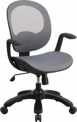 Mid-Back Transparent Gray Mesh Swivel Task Chair With Seat Slider, Ratchet Back And Arms - By Flash Furniture - Madison Seating