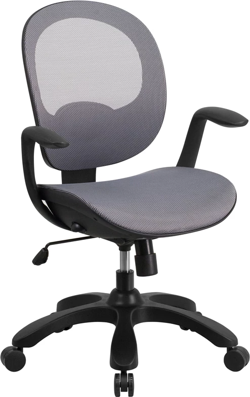 Mid-Back Transparent Gray Mesh Swivel Task Chair With Seat Slider, Ratchet Back And Arms - By Flash Furniture - Madison Seating 3 Mid-Back Transparent Gray Mesh Swivel Task Chair With Seat Slider, Ratchet Back And Arms - By Flash Furniture - Madison Seating